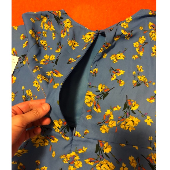 Rokoko blue and yellow retro floral fit and flare summer dress NWT - Picture 6 of 6